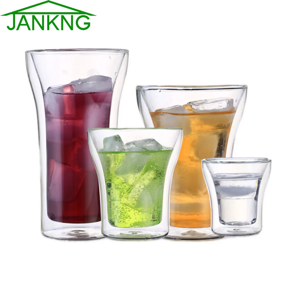 JANKNG 1 шт. прозрачная стеклянная чашка с двойными стенками устойчивая для чая