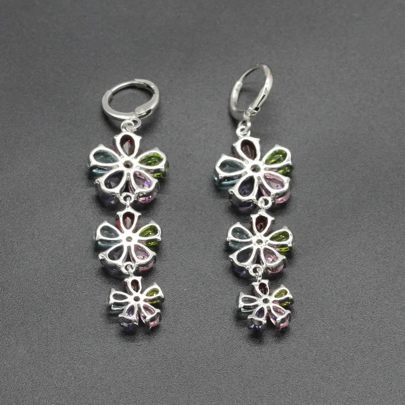 Цветок Форма серебро Цвет Ювелирные наборы для Для Женщин Multi Zirconoia Цепочки и