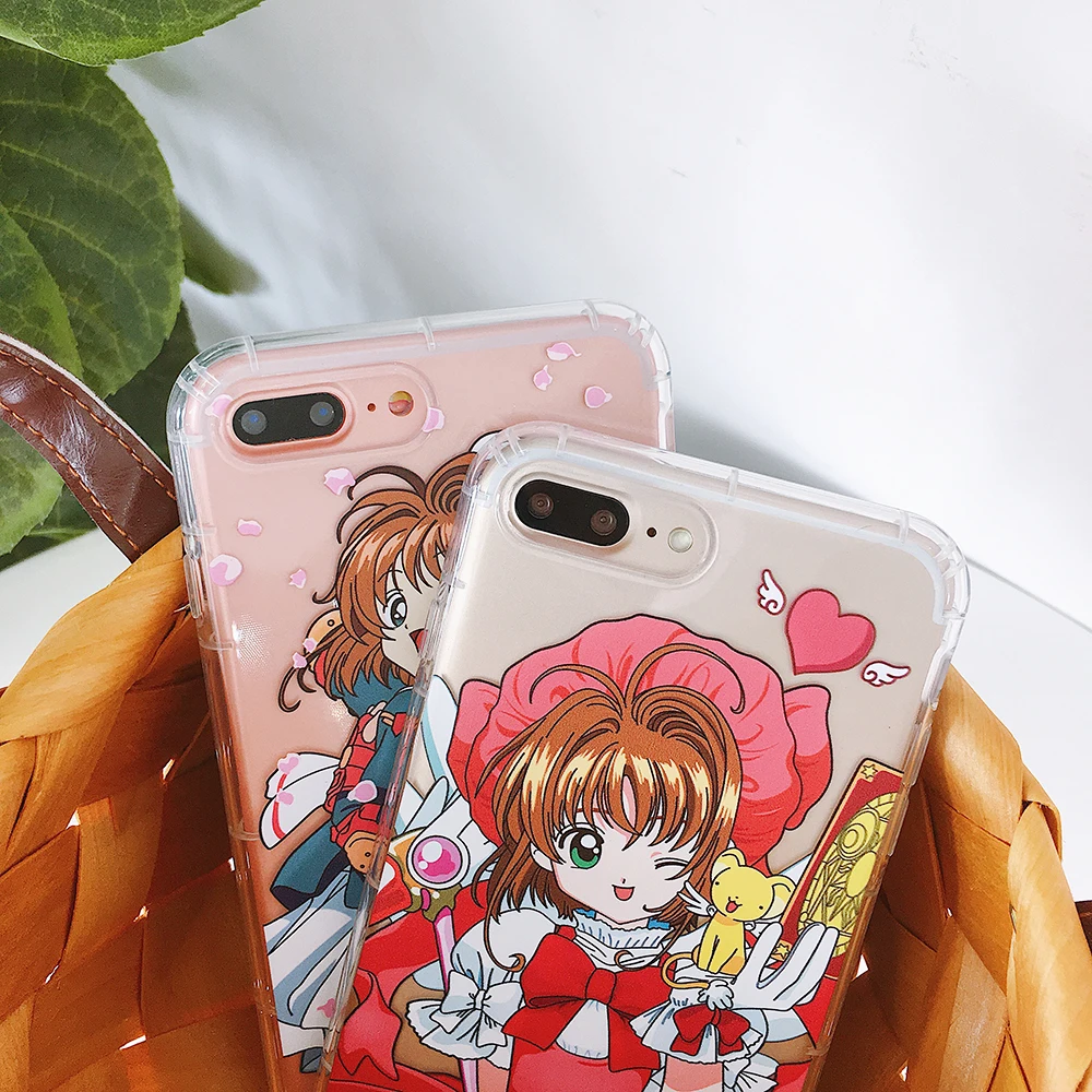 Shockproof capa fundas Magic Gril Clear Card Captor Sakura Star soft tpu phone Case For iPhone 7 8 X 6S Plus Japan Phone |