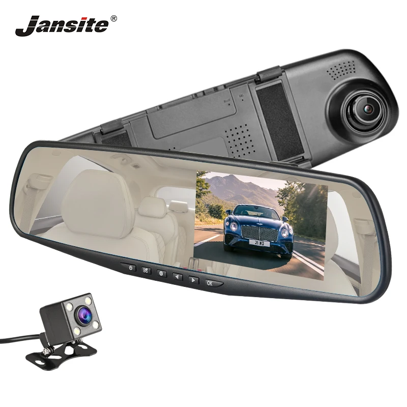 Автомобильный видеорегистратор Jansite с двумя объективами 4 3 дюйма Full HD 1080P