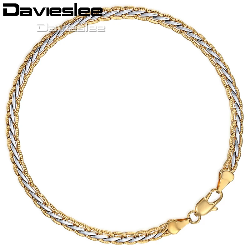 Davieslee мужская и женская цепочка унисекс плетеная цвет белый желтый золотистый