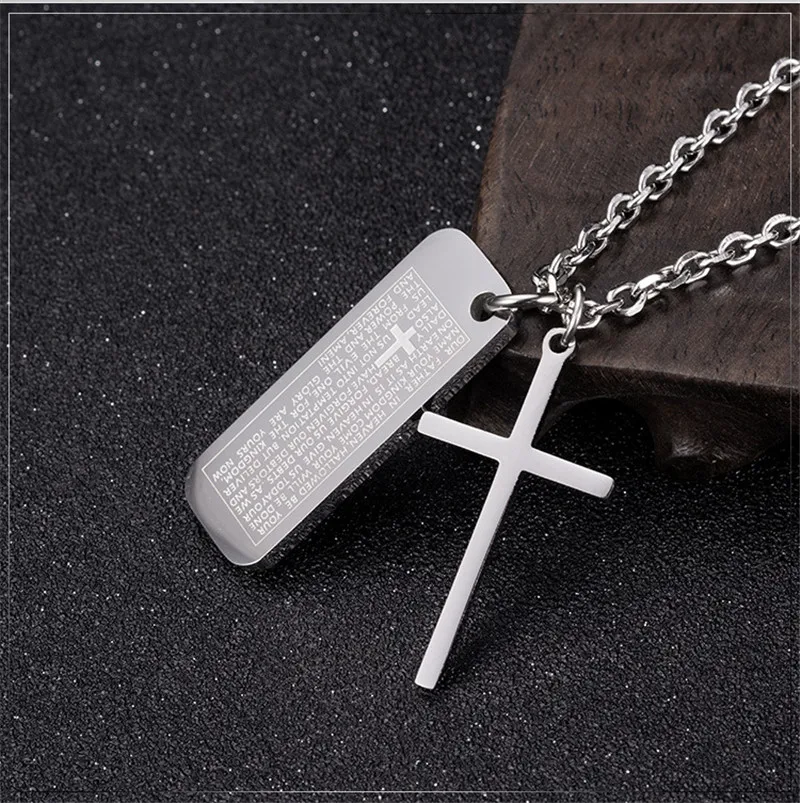 ER 2018 титана Иисуса Креста Neckless Мужчины лорды молитвенный кулон христианские