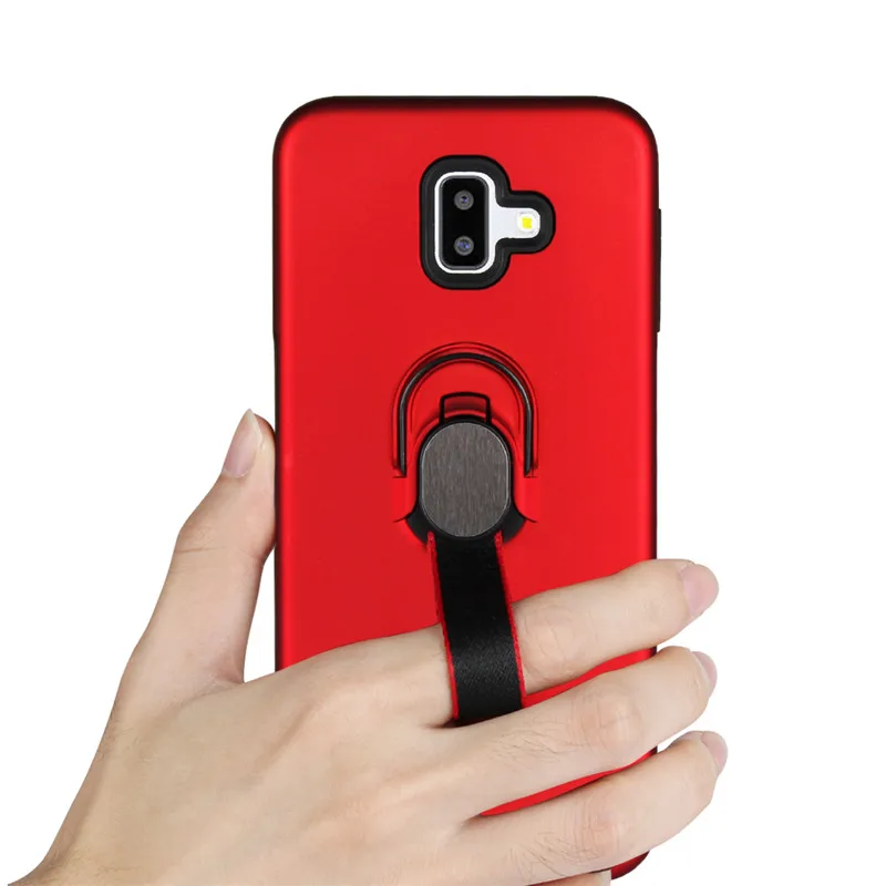 Luxury Case for Samsung Galaxy J6 Plus PC+ Soft TPU Silicone Magnetic Finger Ring Holder J6+ Protector |