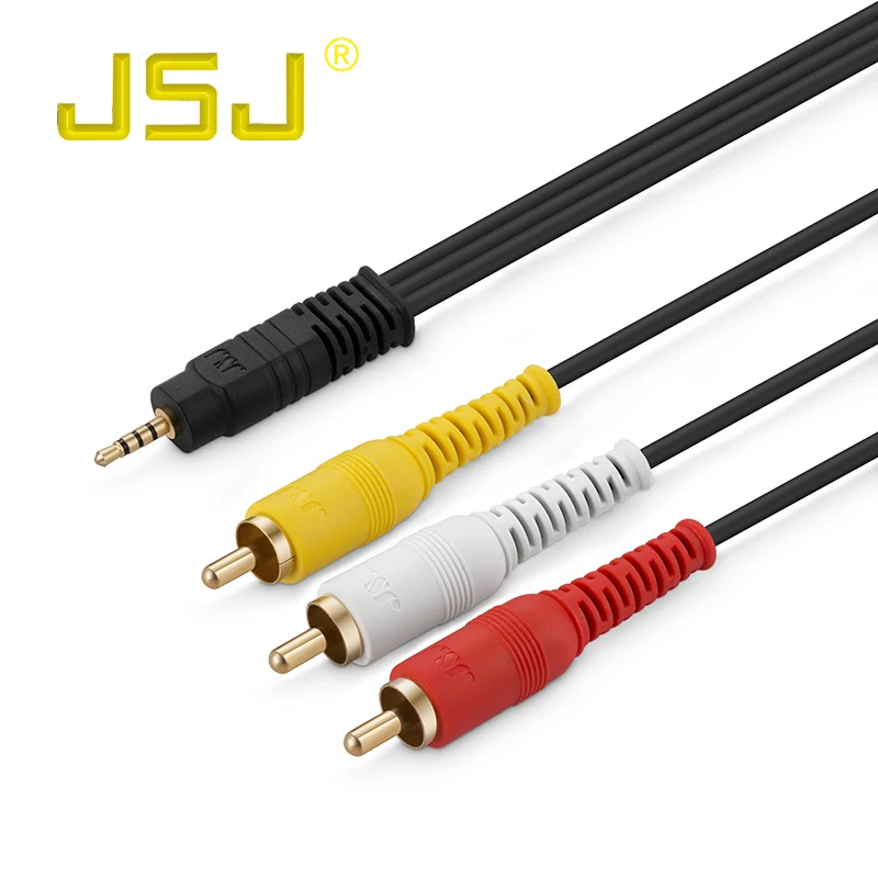 Медный кабель JSJ с разъемом 3 5 мм на штекер 3RCA 24k позолоченный аудио видео AV OFC для