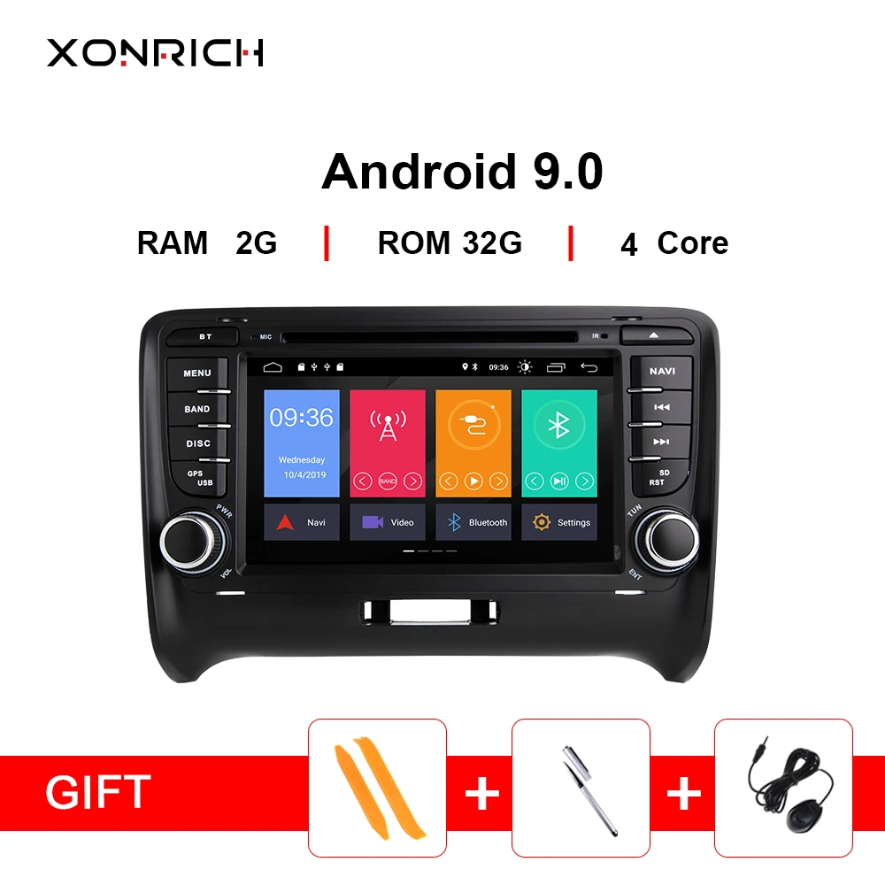 Xonrich Android 9 0 автомобильный dvd плеер 2 Din для AUDI TT MK2 GPS Радио Стерео 2006 2008 2014 Wifi
