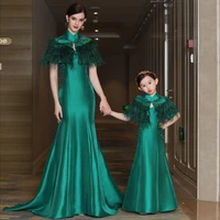 matching mother daughter wedding dresses family matching outfits formal wear party evening pregnant women mermaid wedding dress