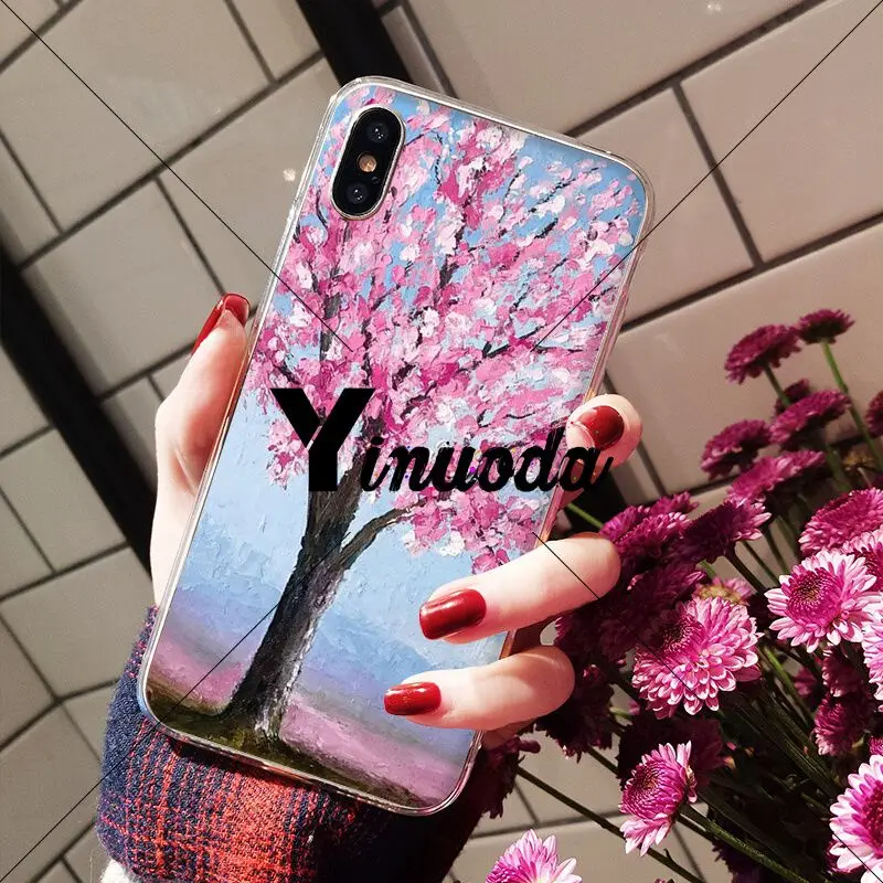 Yinuoda цветочный Вишневый дерево на заказ фото мягкий чехол для телефона iPhone 6S 6plus 7