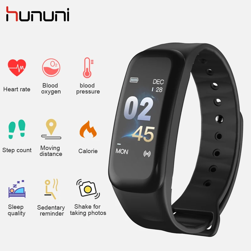 HUNUNI C1 модный спортивный смарт браслет на запястье цветной шагомер экранный