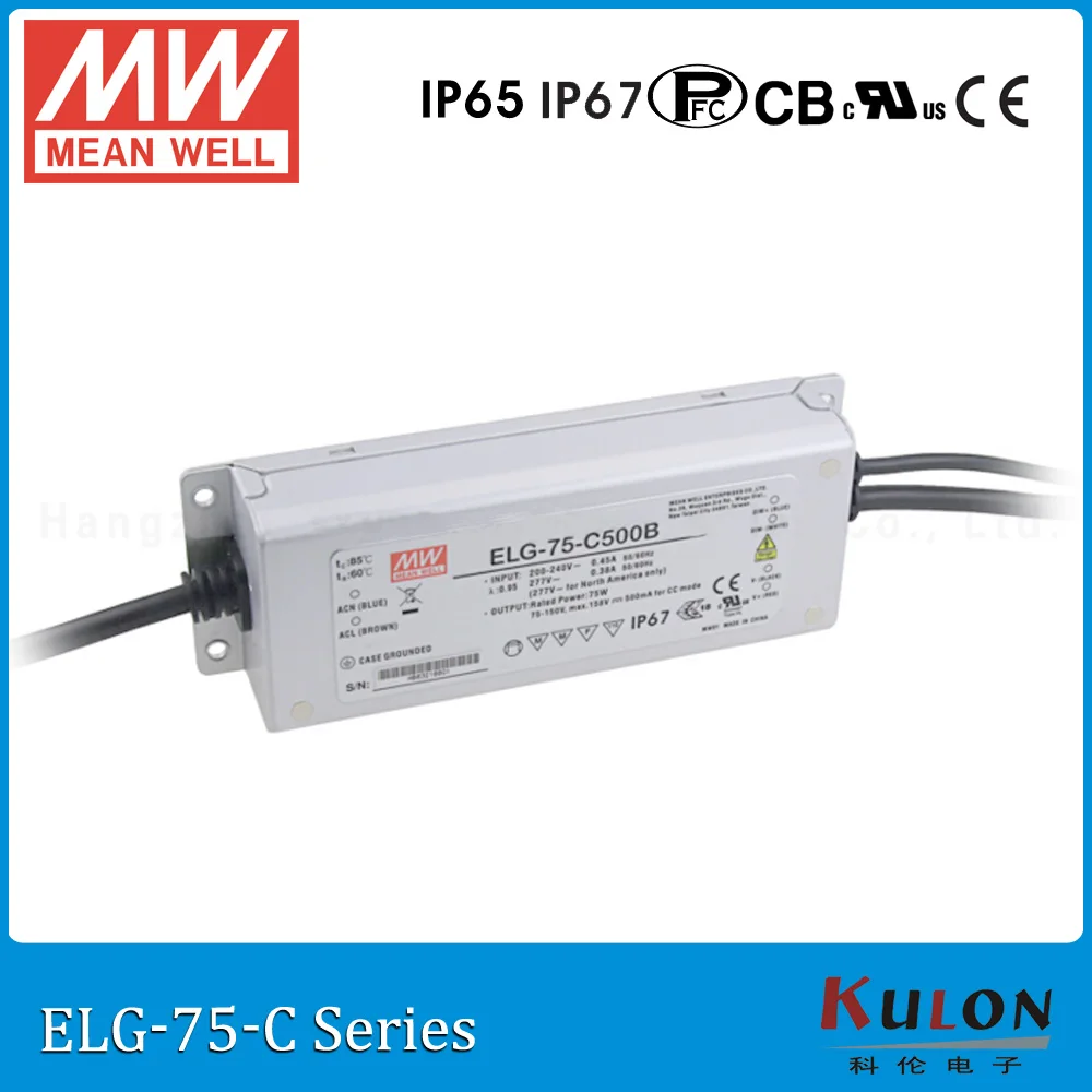 

Original MEAN WELL ELG-75-C500A current adjustable LED driver 250 ~ 500mA 75~150V 75W meanwell power supply ELG-75-C