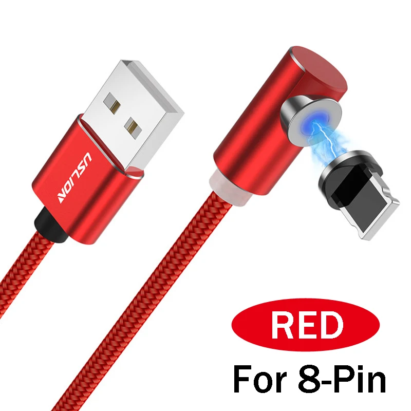 USLION быстро Магнитный кабель Micro Тип usb C USB кабель Зарядное устройство для iPhone XS х R samsung S10 S9 магнит Android телефонный кабель Шнур - Цвет: Red For IOS