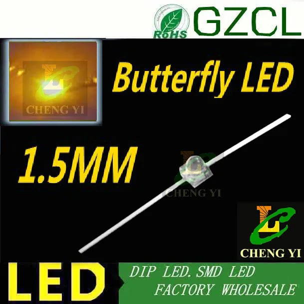 Низкая цена Акция 1 5 мм Бабочка dip led 585 595nm желтый чип 2 0 V (CE & Rosh)|chip led|led chipled ce |