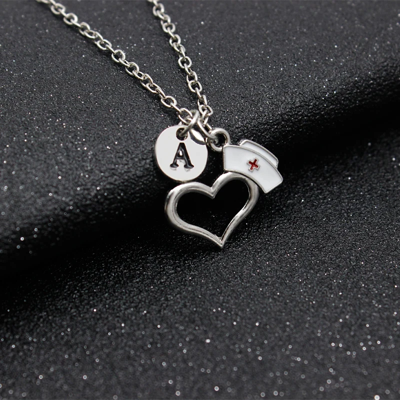 26 букв медсестра молитва сердце Кепки кулон личные Цепочки и ожерелья доктор