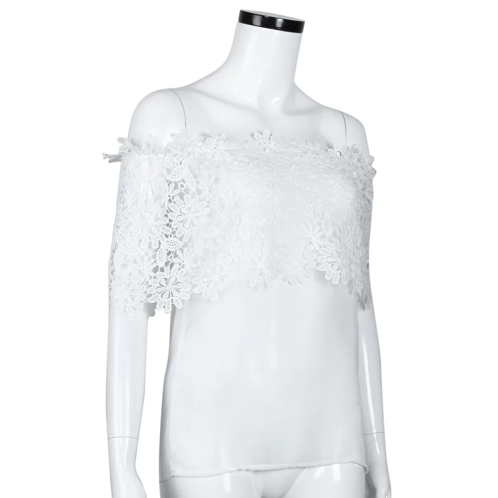 Размера плюс сексуальный женский топ с открытыми плечами кружевной кроше