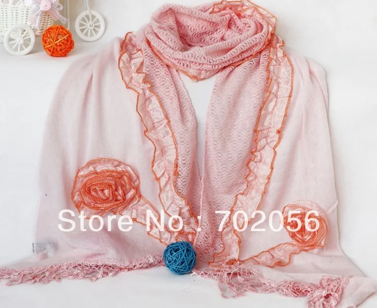 FASHION Lace scarf shawl wrap poncho SCARF scarves stole 180*35cm 18PCS/LOT #3091 | Аксессуары для одежды