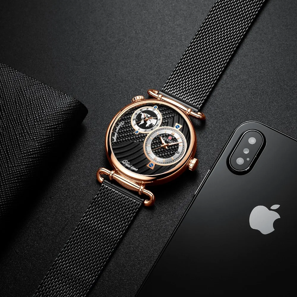 Часы наградные мужские с двойным временем брендовые Роскошные деловые