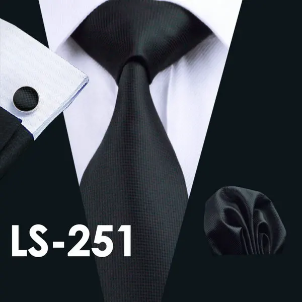 LS0251 LS-877, мужской галстук в темную полоску, шелк, Классический жаккардовый тканый Barry.Wang галстук, носовой запонки, набор для мужчин, формальный, для свадьбы - Цвет: LS0251