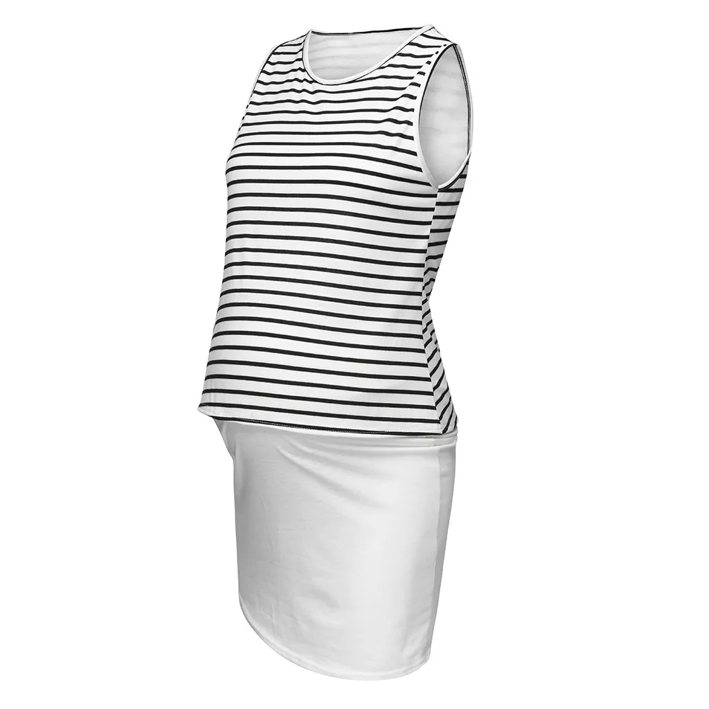 

LONSANT Maternity dress Women Striped Sleeveless dress Sexy Dress for Pregnant Women Nursing Breastfeeding Summer Ladies Clothes