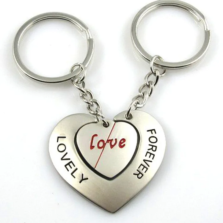 Парный брелок в форме сердца милый женский и мужской для автомобиля с подвеской