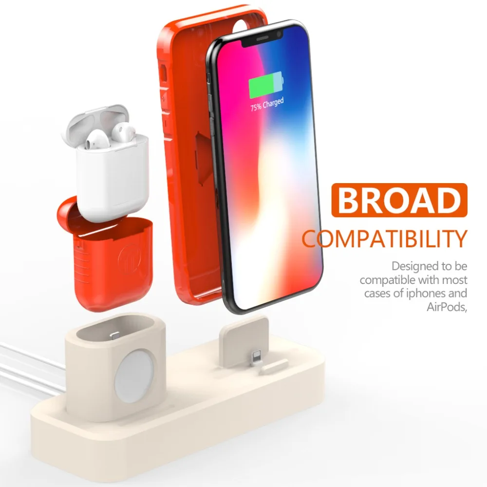 XUNMEJ 3 в 1 зарядная док-станция держатель для Iphone X Iphone 8 силиконовая зарядная подставка Док-станция для apple watch для apple airpods