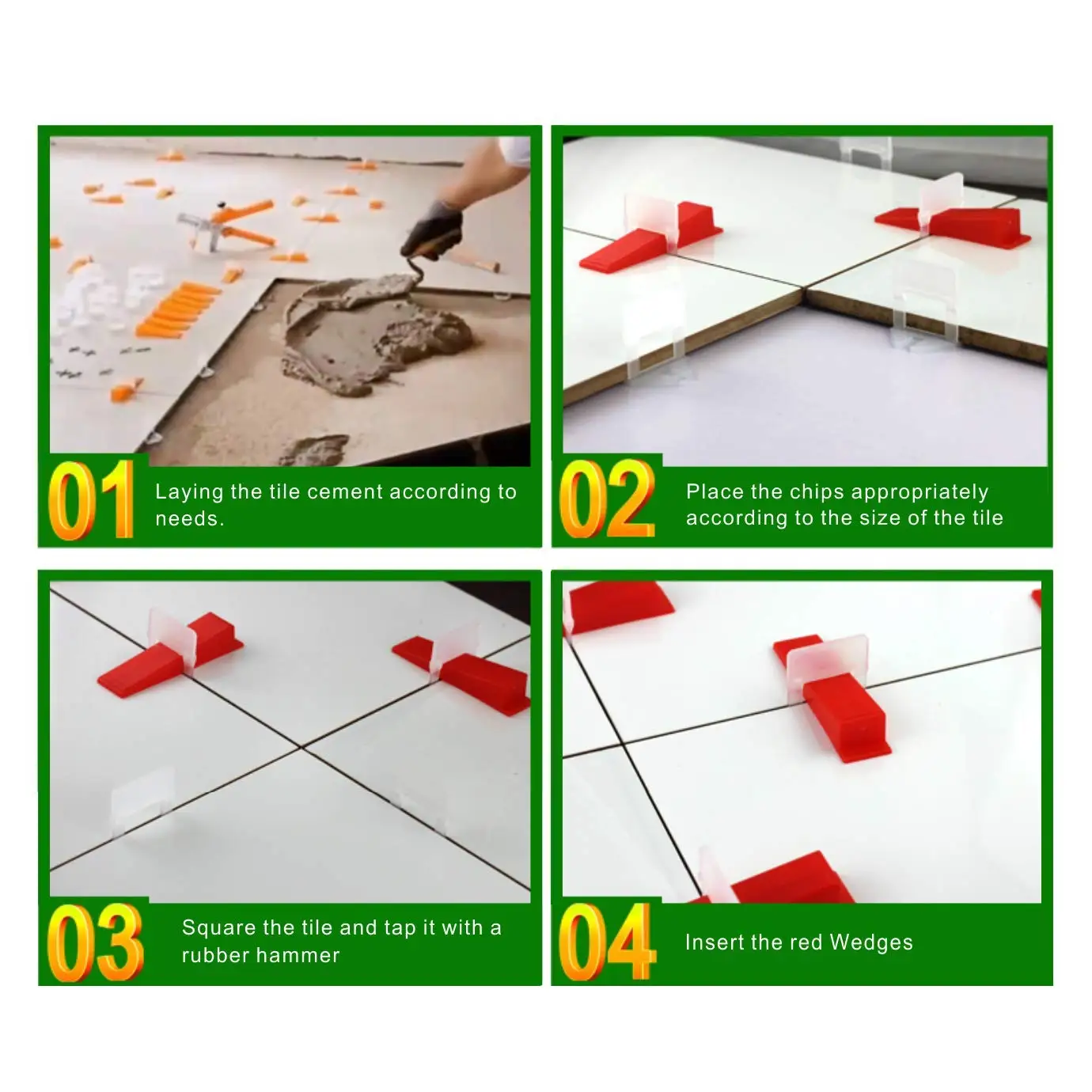 Система выравнивания пластиковой керамической плитки 300 зажимов + 200 клиньев