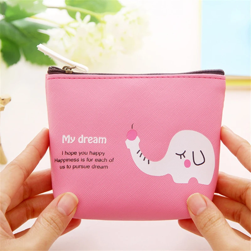 

Cute Kawaii PU leather Pencil Bag Cartoon Animal Purse Wallets Bag Change Pouch Female Portable Holder