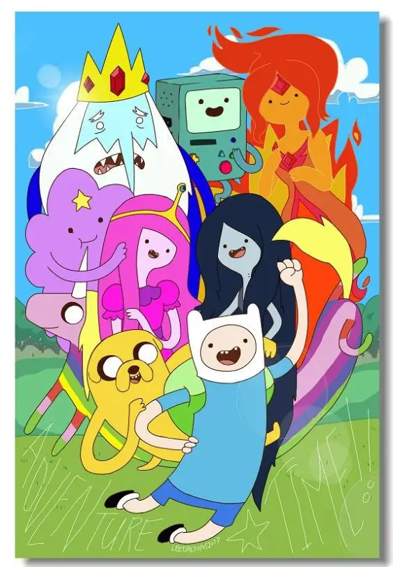 Бесплатная доставка Пользовательские Adventure Time Finn and Jake обои Стильный Холст плакат