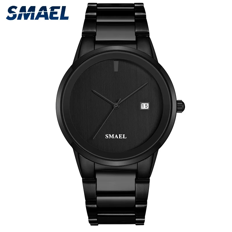 

Smael Top Brand Watch Men Luxury Simple Black Stainless Steel Watch Quartz Analog Wristwatches Relogio Masculino Erkek Kol Saati