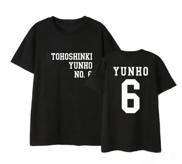 Футболка Kpop tohoshinki tvxq с круглым вырезом и принтом черно белая футболка для лета