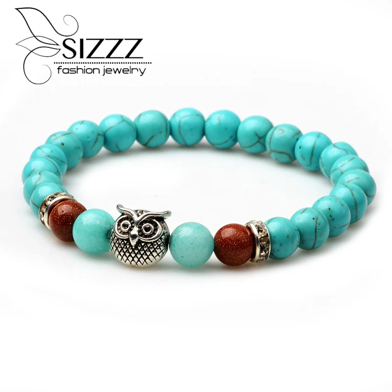 Женский эластичный браслет SIZZZ с бусинами диаметром 6 см|owl bracelet|ladies braceletsbangles for women