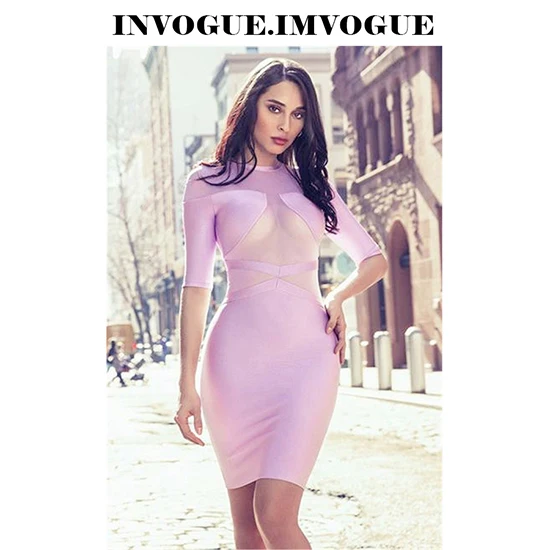 INVOGUE. Женское Сетчатое платье с круглым вырезом ivogue однотонное облегающее