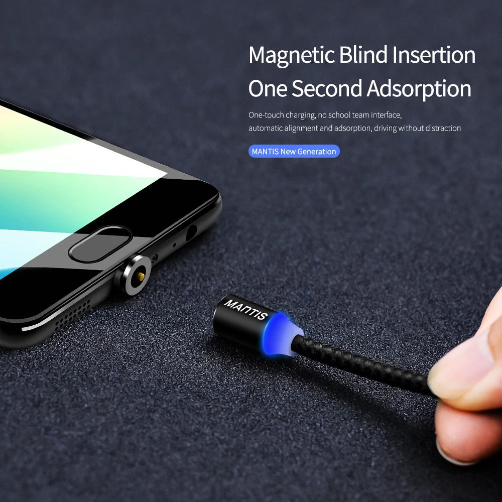 Магнитный кабель MANTIS Micro USB 1 м светодиодный магнит для быстрой зарядки зарядное