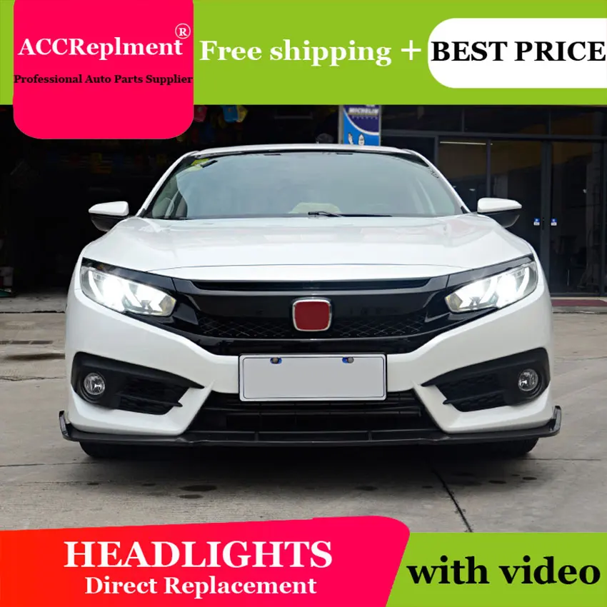 Автомобильный Стайлинг для Honda Civic светодиодный головной светильник s 2016 2019 фара
