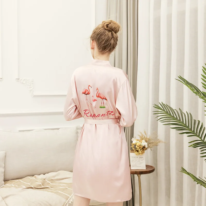 Sexy mousse sloth women pajamas bathrobe silk robe ilk long cardigan nightdress comfortable breathable long-sleeved home service | Женская