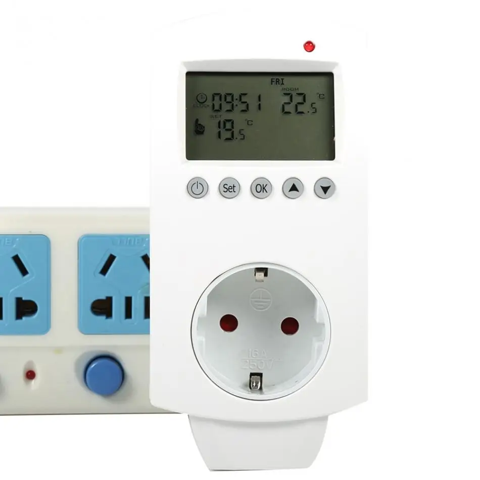 Цифровой Программируемый Регулятор температуры с ЖК дисплеем регулятор розетка