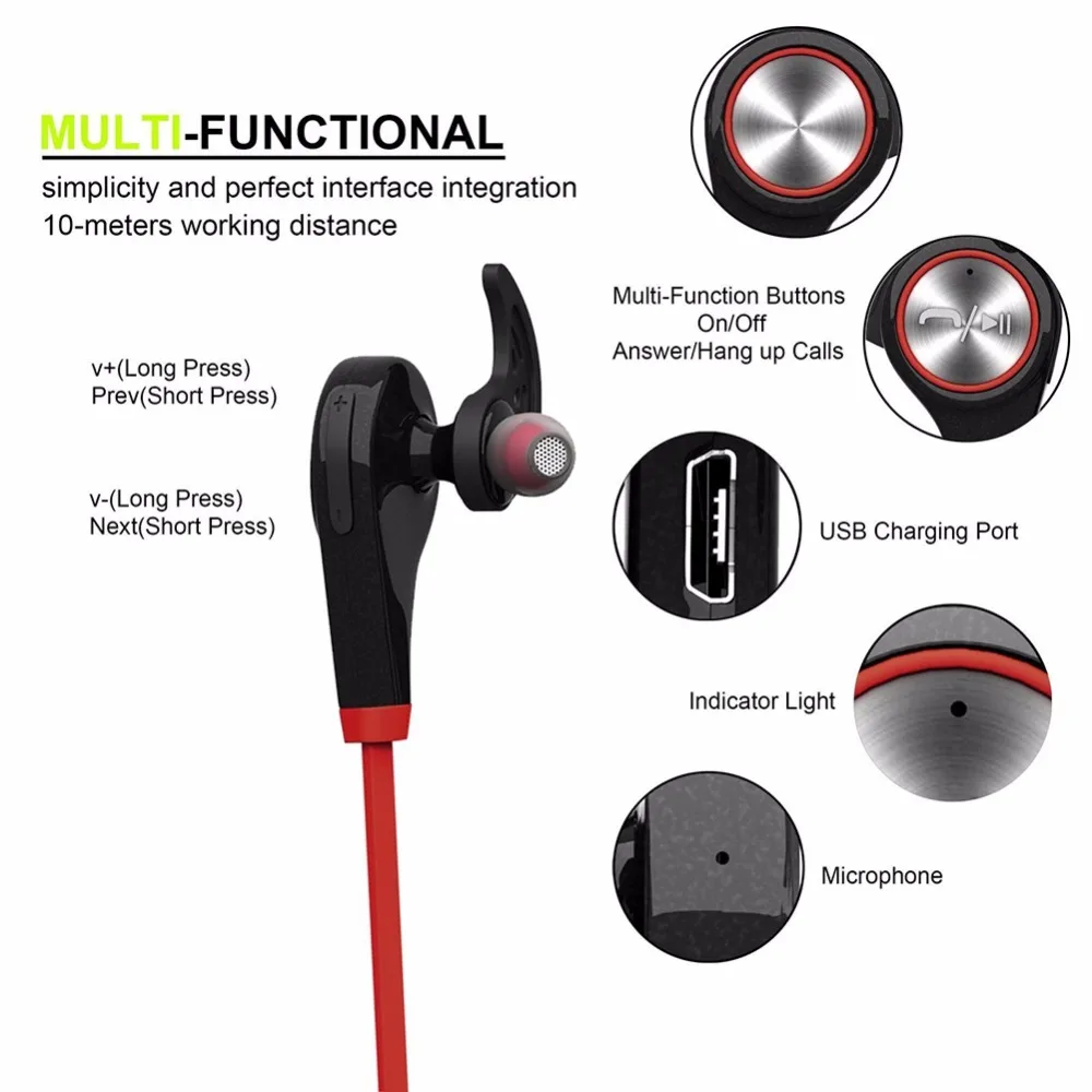 Беспроводная Bluetooth гарнитура Q9 спортивные стереонаушники с микрофоном для iPhone