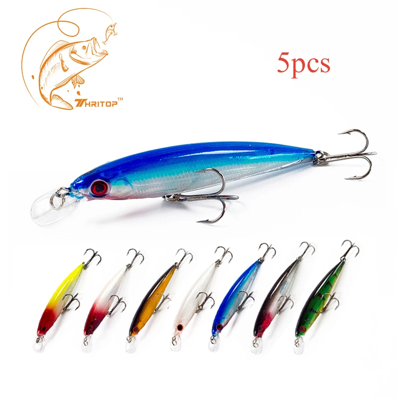 

Thritop 5pcs New Fishing Lure 11cm 13g,Hot Item TP019 Different Colors for Option Fishing Bait Sharp Hook Luminous Minnow