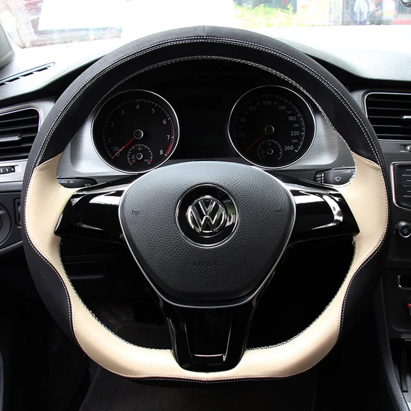 color 1 Чехол на руль автомобиля из натуральной кожи для Volkswagen vw passat b5 b6 b7 polo 4 5 6 7 golf tiguan jetta touareg аксессуары - Название цвета: color 1