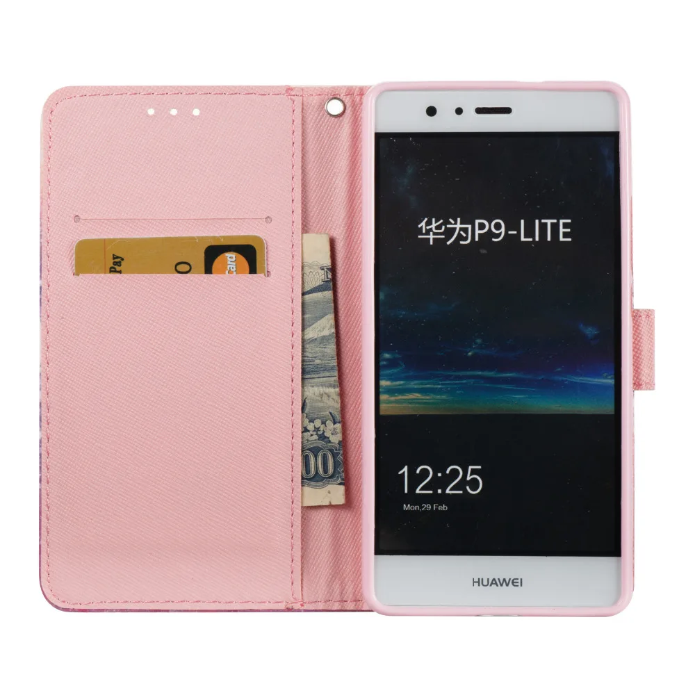 Diamond 3D Цветы Узор Искусственная кожа флип чехол с горе стенд для Huawei P9 Lite |