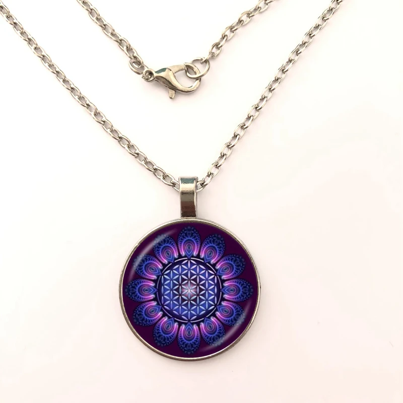 Кулон цветок жизни ожерелье Ом чакра Мандала ювелирные изделия Священная