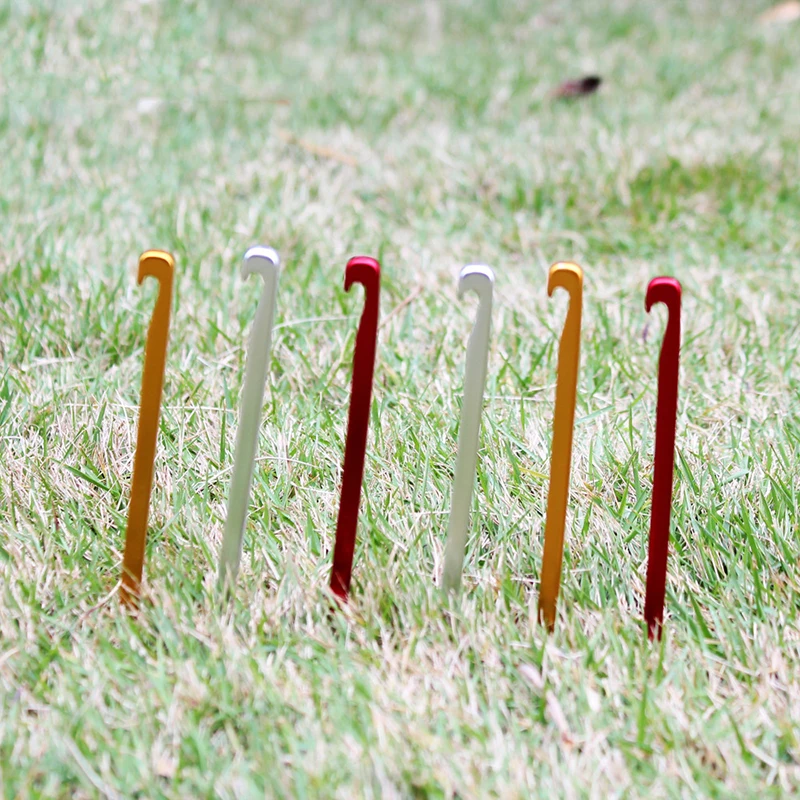 10Pcs/lot 16cm Aluminum Alloy Tent Pegs Garden Stakes Ground Nail Heavy Duty Hammock Camping For Guyline Awning Canopy Flysheet |