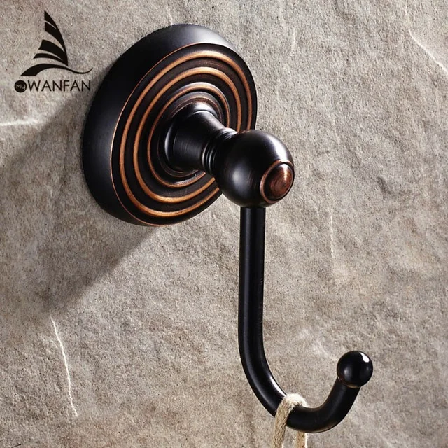 Robe Hook Черная ванная комната Серия Европейский современный полотенце кольцо держатель рулона туалетной бумаги подстаканник Халат крюк аксессуары для ванной комнаты домашний декор - Цвет: Robe Hook