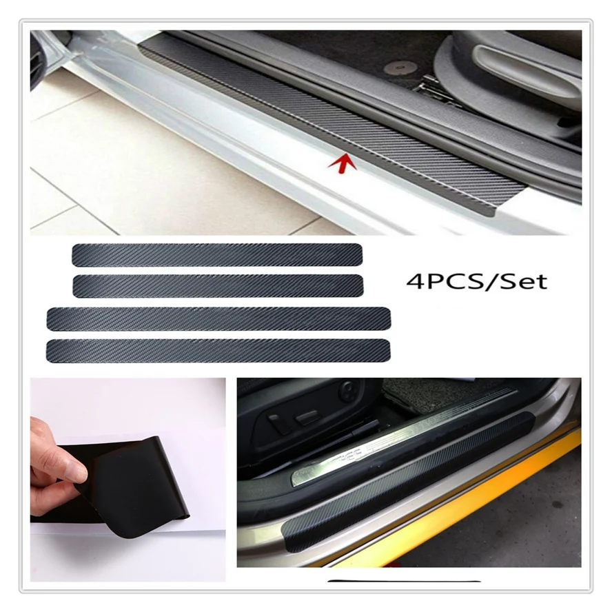 Наклейка из углеродного волокна против царапин на порог автомобиля для Volvo S40 S60 S80