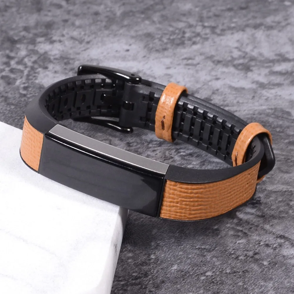 Пояса из натуральной кожи + ТПУ Смотреть ремешок Браслет Для Fitbit Alta/Alta HR для часов