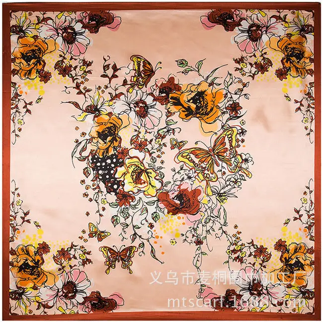 Для женщин большой атласный квадратный шелк чувство волосы шарф 35x35 дюймов 100%