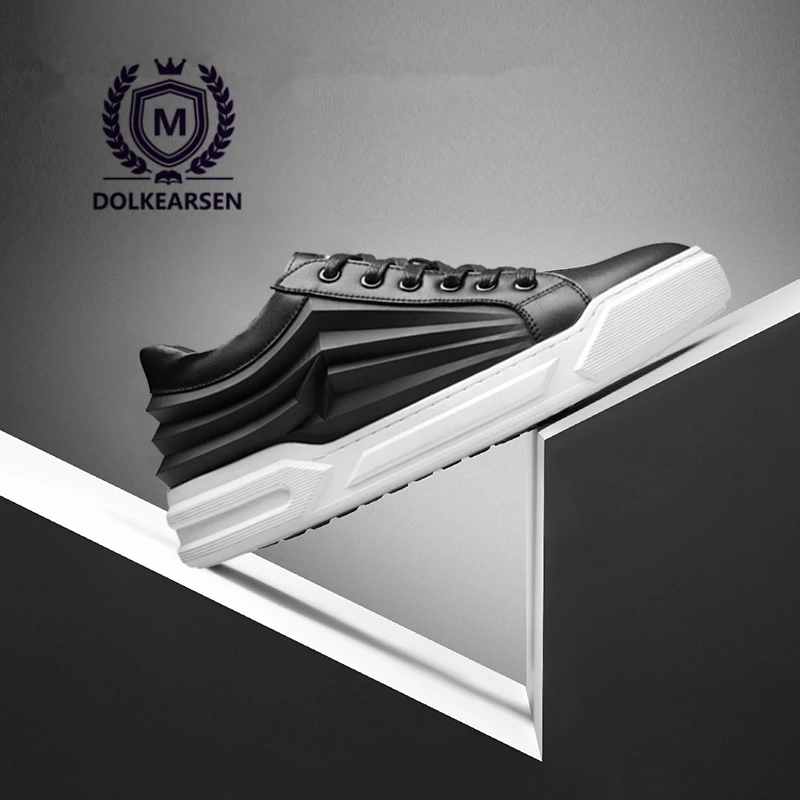 DOLKEARSE New leather Men Plate shoes Fashion White 3D England Style Tide Brand Breathable Light Casual Shoes D170811 | Обувь