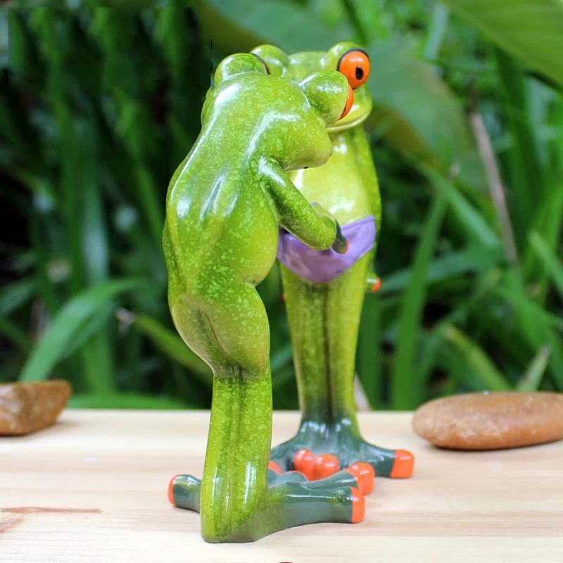 3D креативная зеленая лягушка забавные статуи из смолы фигурка офисные поделки