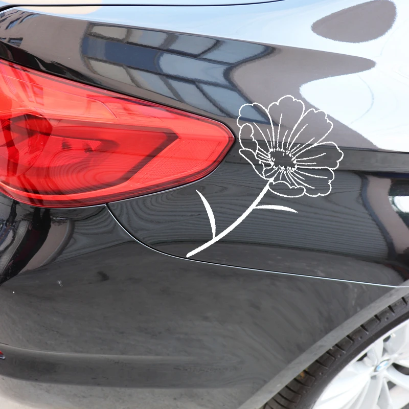 

YJZT 9.3CM*15.1CM Chrysanthemum Decoration Design Car Sticker Vinyl Decal Black/Silver C23-0999