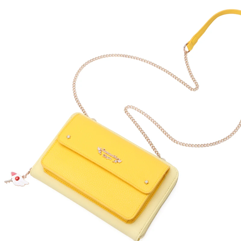 Yellow with Charms Карта Captor Cardcaptor Сакура цепь сумка через плечо милый аниме клатч женская длинный кошелек на молнии - Цвет: Yellow with Charms