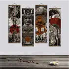Японский Ukiyoe парусиновый постер, настенные картины, винтажное украшение для гостиной, настенная живопись, подвесной свиток в рамке из твердой древесины