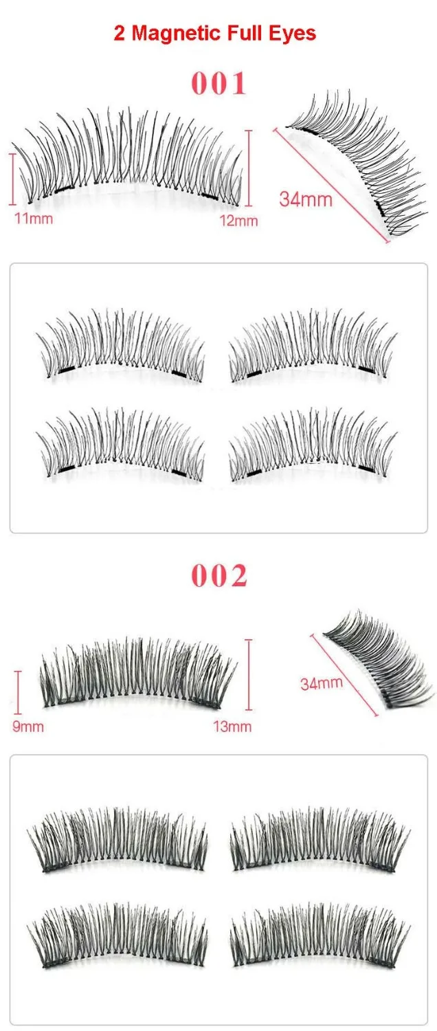 Reusable Magnetic eyelashes 2 magnets full eyes hand-made fake Lashes 25 styles fashion Magnetic Lashes 30pairs/lot DHL Free